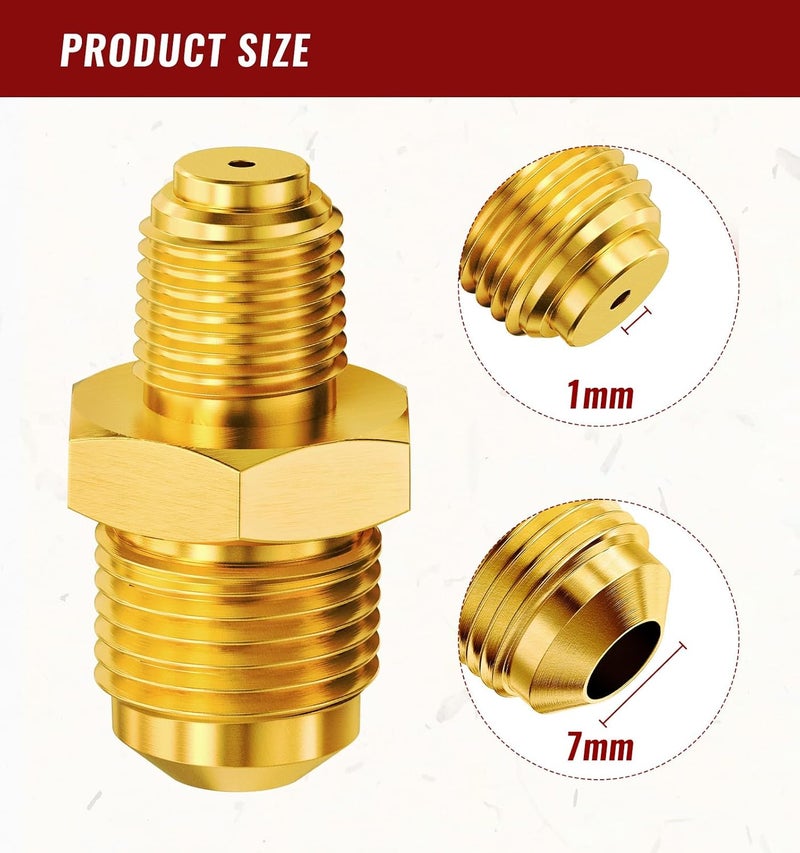 CALPOSE Propane Gas Fitting Connector, 3/8" Flare X 1/8" MNPT Brass Tube Fitting Connector with 1mm Caliber, Turkey Pot Cooker Fryer Parts for High-Pressure Propane Equipment - Image 4